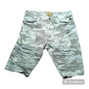 GRINDHOUSE Denim Men’s 36 Camouflage Shorts Distressed Stretch